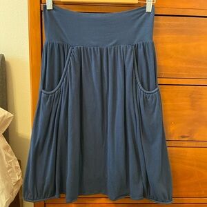 Garnet Hill Navy Midi Skirt